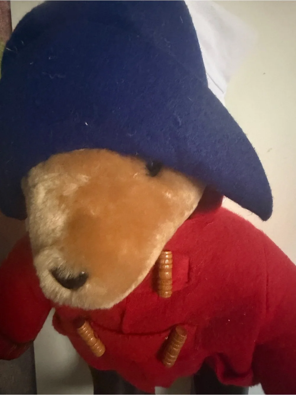 Paddington Moveable Poseble Bear in Red Coat Navy Hat and Black Rain Boots
